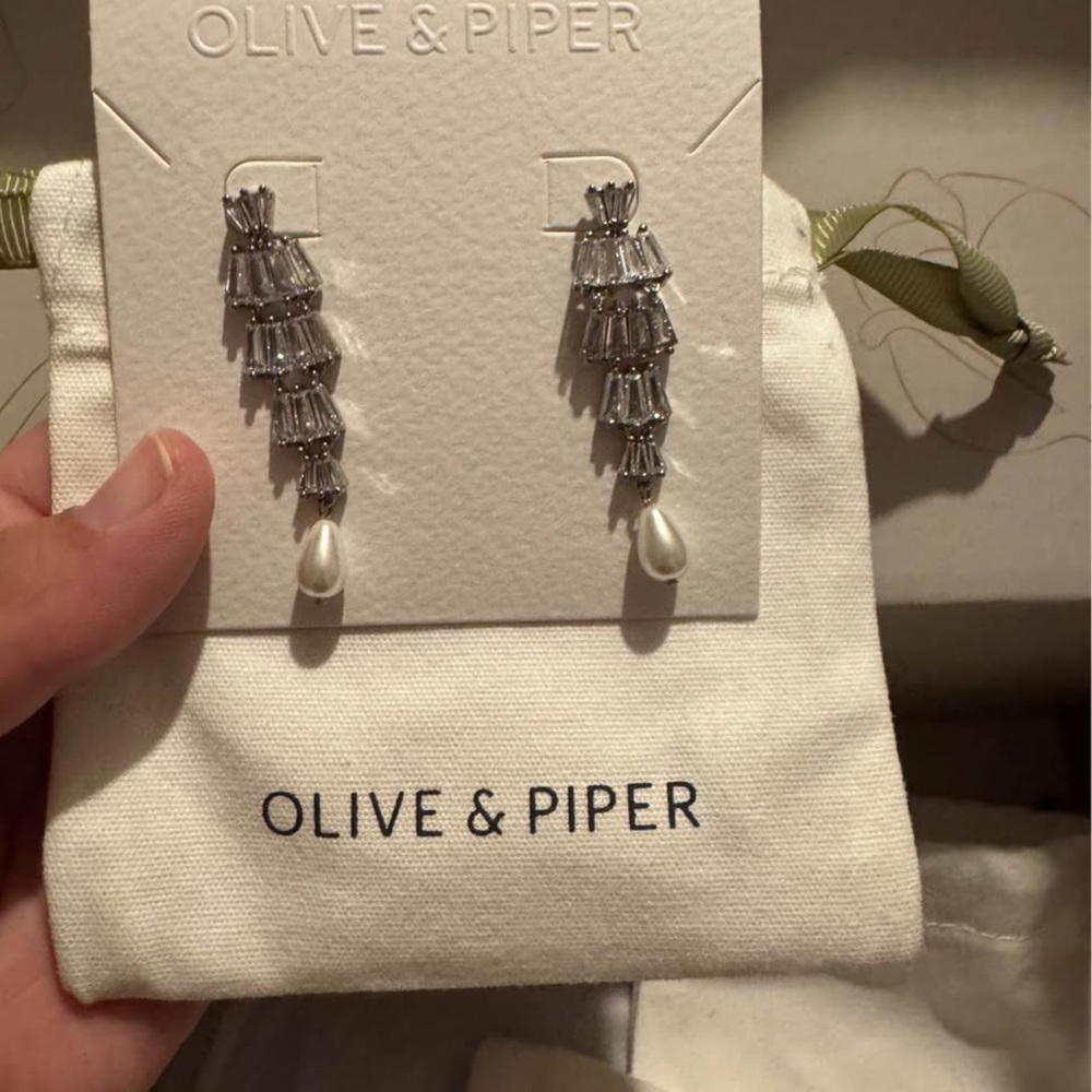 Olive & Piper Silver and Pearl Cascade Earrings
